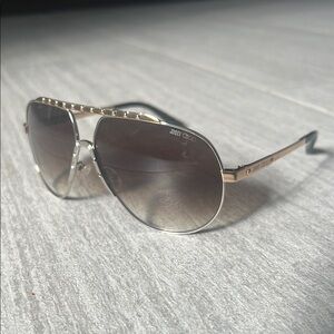 Jimmy Choo Gold Silver and Black Aviator Sunglasses